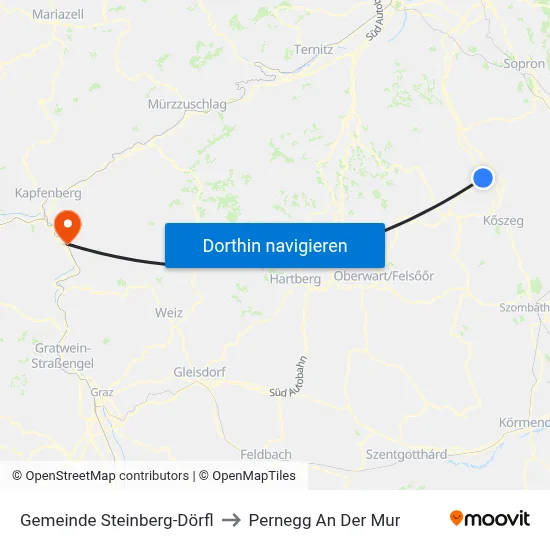 Gemeinde Steinberg-Dörfl to Pernegg An Der Mur map