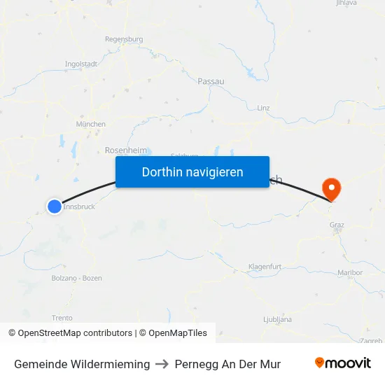 Gemeinde Wildermieming to Pernegg An Der Mur map
