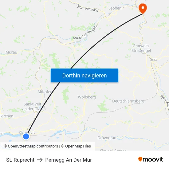 St. Ruprecht to Pernegg An Der Mur map