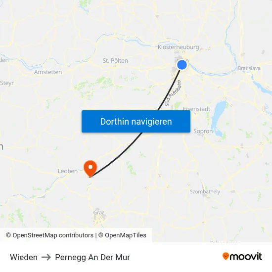 Wieden to Pernegg An Der Mur map