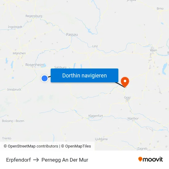 Erpfendorf to Pernegg An Der Mur map