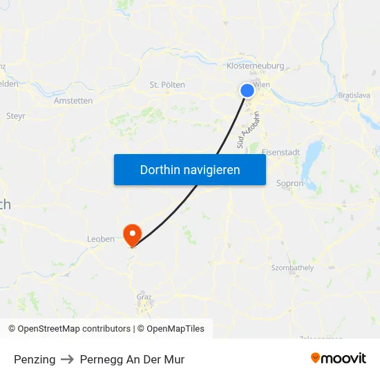 Penzing to Pernegg An Der Mur map