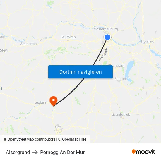 Alsergrund to Pernegg An Der Mur map