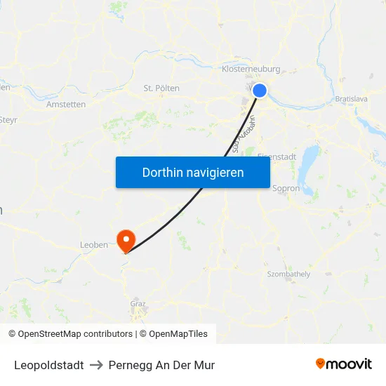 Leopoldstadt to Pernegg An Der Mur map