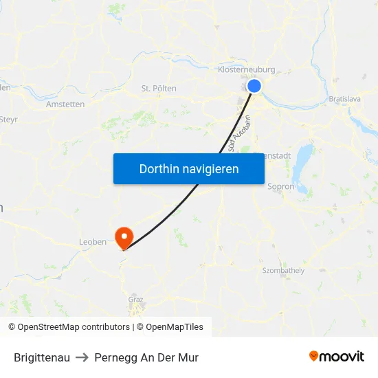 Brigittenau to Pernegg An Der Mur map