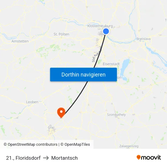 21., Floridsdorf to Mortantsch map