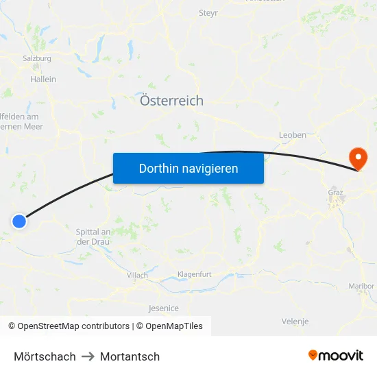 Mörtschach to Mortantsch map