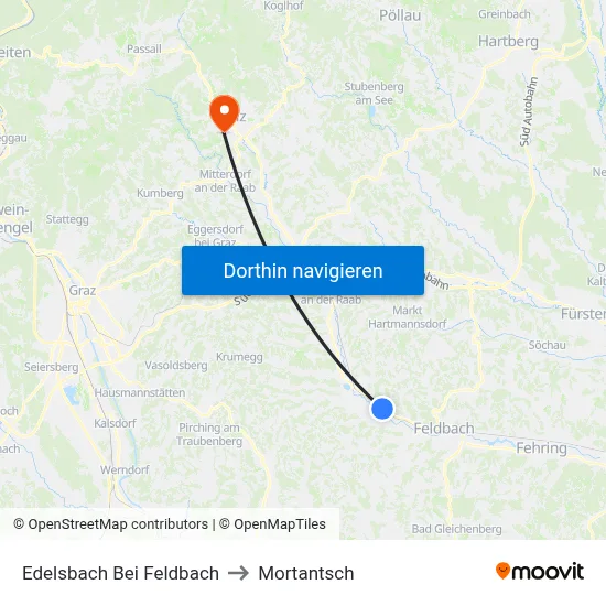 Edelsbach Bei Feldbach to Mortantsch map