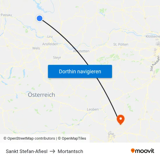 Sankt Stefan-Afiesl to Mortantsch map