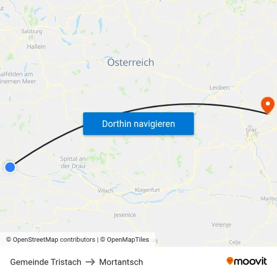 Gemeinde Tristach to Mortantsch map