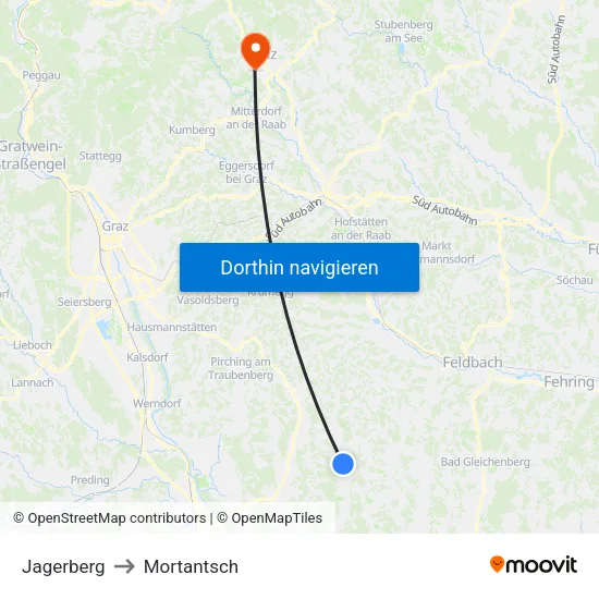 Jagerberg to Mortantsch map
