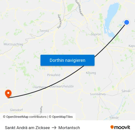 Sankt Andrä am Zicksee to Mortantsch map