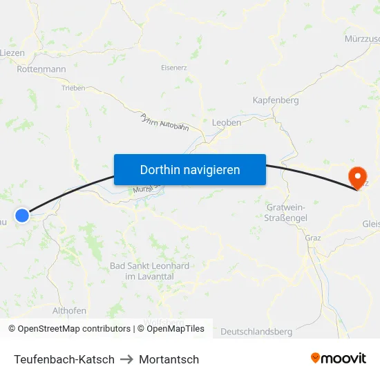 Teufenbach-Katsch to Mortantsch map