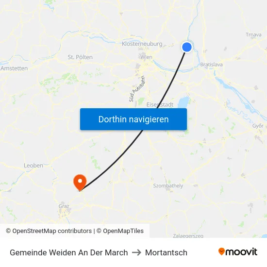 Gemeinde Weiden An Der March to Mortantsch map