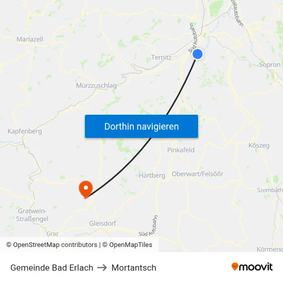 Gemeinde Bad Erlach to Mortantsch map