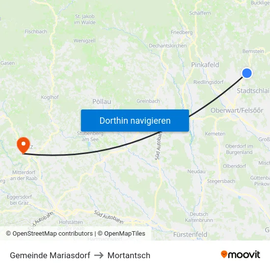 Gemeinde Mariasdorf to Mortantsch map