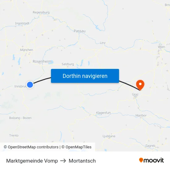 Marktgemeinde Vomp to Mortantsch map