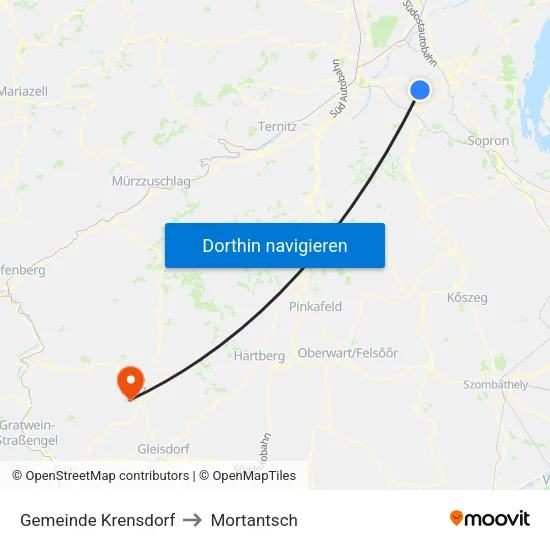 Gemeinde Krensdorf to Mortantsch map