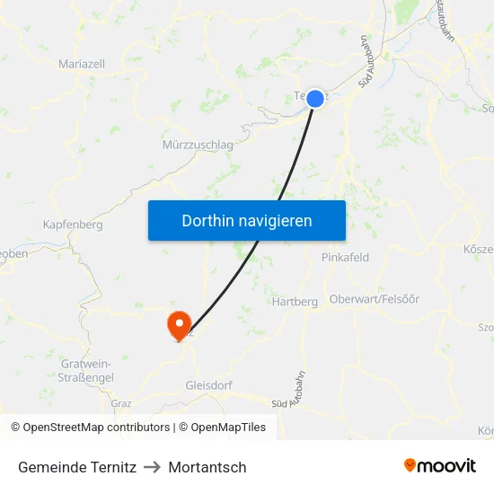 Gemeinde Ternitz to Mortantsch map