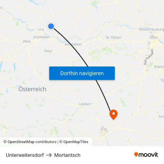 Unterweitersdorf to Mortantsch map