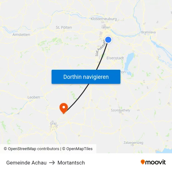 Gemeinde Achau to Mortantsch map