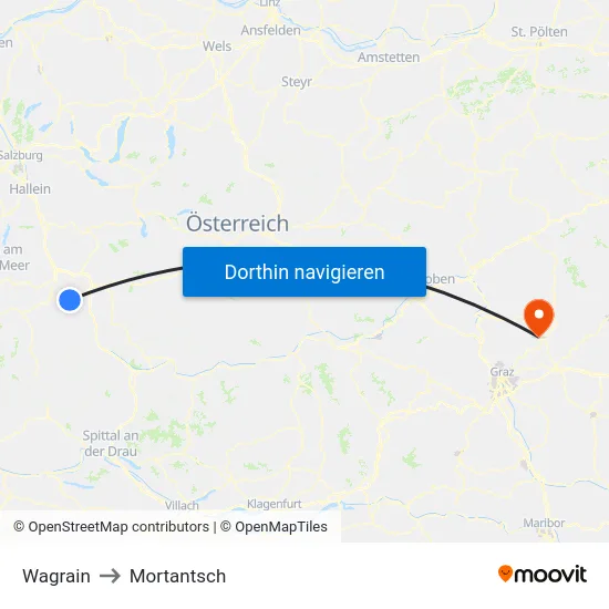 Wagrain to Mortantsch map