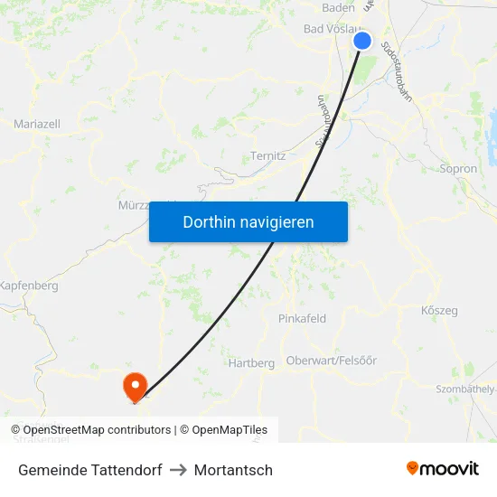 Gemeinde Tattendorf to Mortantsch map