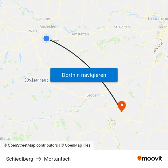 Schiedlberg to Mortantsch map