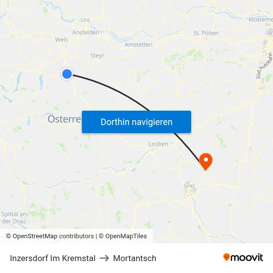 Inzersdorf Im Kremstal to Mortantsch map