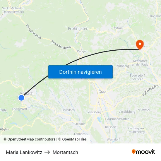 Maria Lankowitz to Mortantsch map