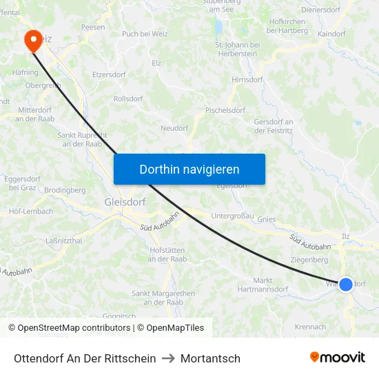 Ottendorf An Der Rittschein to Mortantsch map