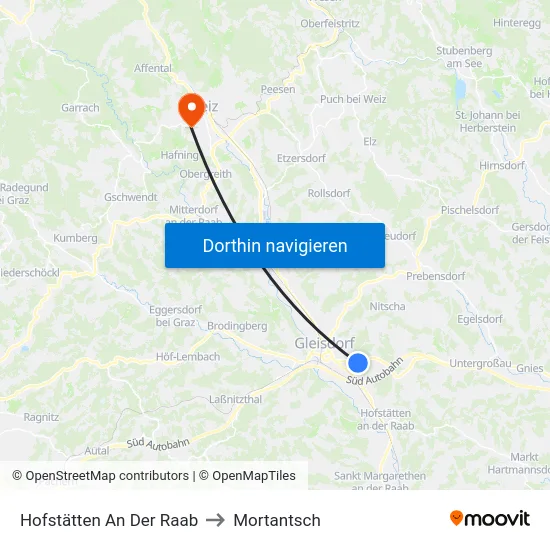 Hofstätten An Der Raab to Mortantsch map