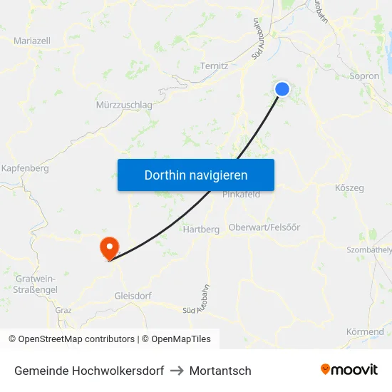 Gemeinde Hochwolkersdorf to Mortantsch map