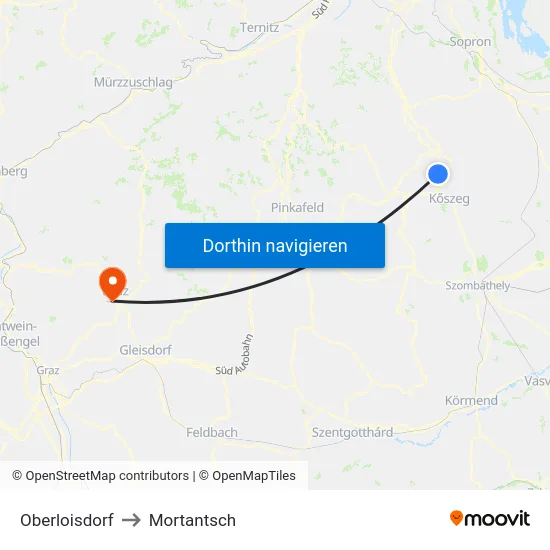 Oberloisdorf to Mortantsch map