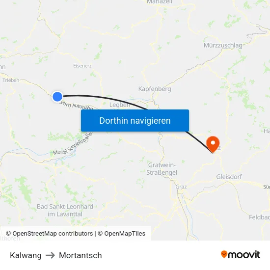 Kalwang to Mortantsch map
