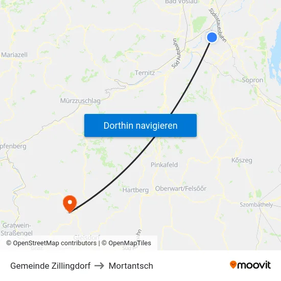 Gemeinde Zillingdorf to Mortantsch map