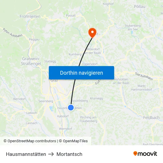 Hausmannstätten to Mortantsch map
