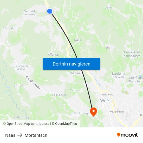 Naas to Mortantsch map
