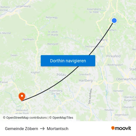 Gemeinde Zöbern to Mortantsch map