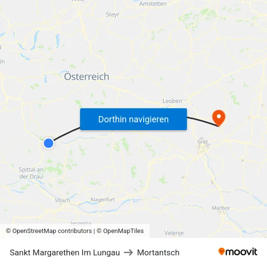 Sankt Margarethen Im Lungau to Mortantsch map