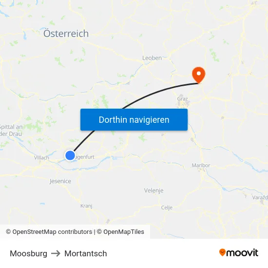 Moosburg to Mortantsch map