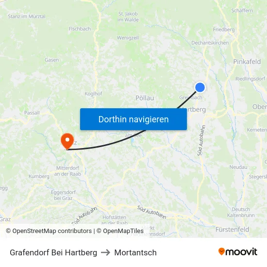 Grafendorf Bei Hartberg to Mortantsch map
