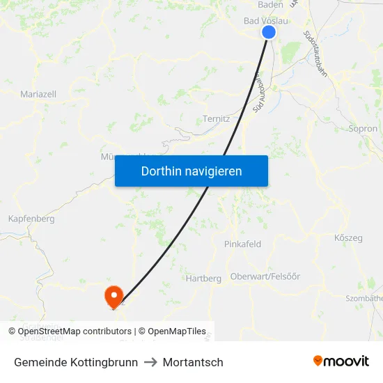 Gemeinde Kottingbrunn to Mortantsch map