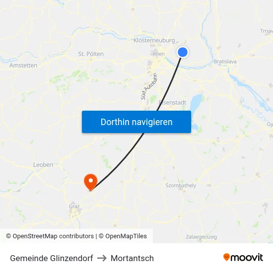 Gemeinde Glinzendorf to Mortantsch map
