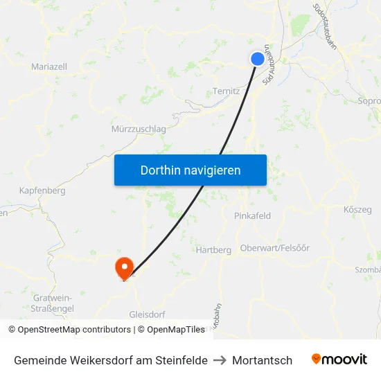 Gemeinde Weikersdorf am Steinfelde to Mortantsch map