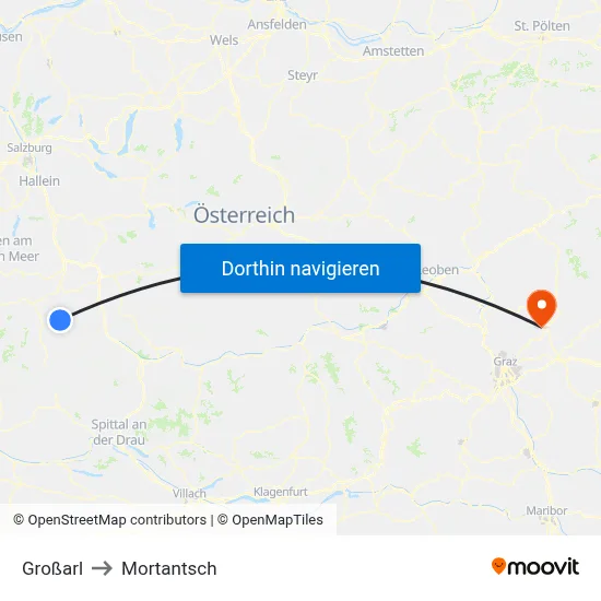 Großarl to Mortantsch map