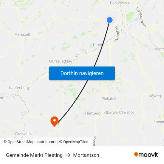 Gemeinde Markt Piesting to Mortantsch map