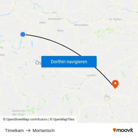 Timelkam to Mortantsch map