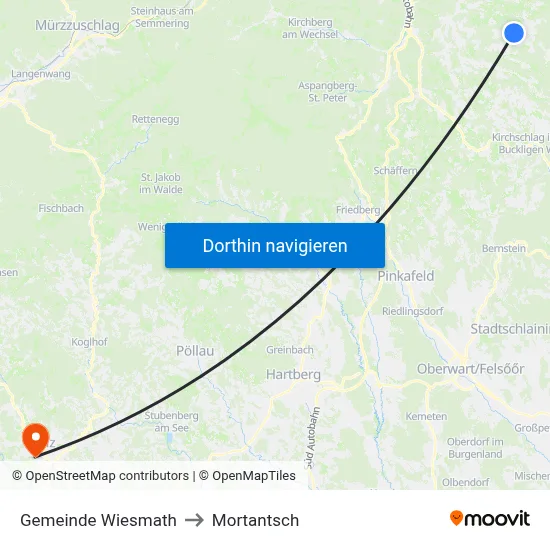 Gemeinde Wiesmath to Mortantsch map