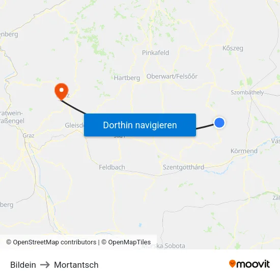 Bildein to Mortantsch map